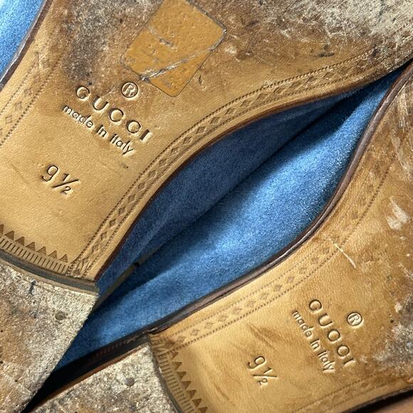 Gucci Men's Blue Suede Horsebit Loafers Size 9.5 - Picture 11 of 12